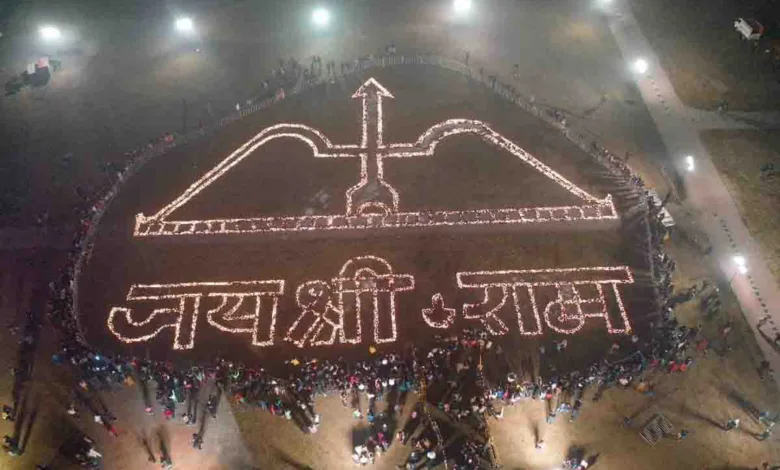 More than 1.5 lakh diyas lit on Parade Ground to celebrate Ram temple consecration ceremony