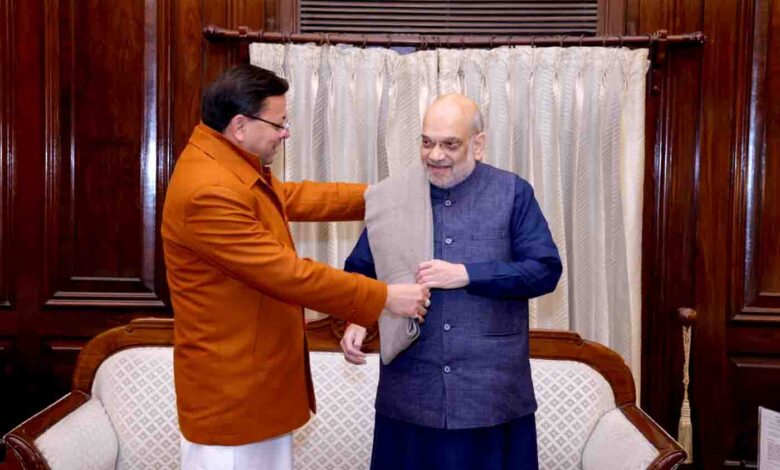 CM Dhami meets Amit Shah in New Delhi