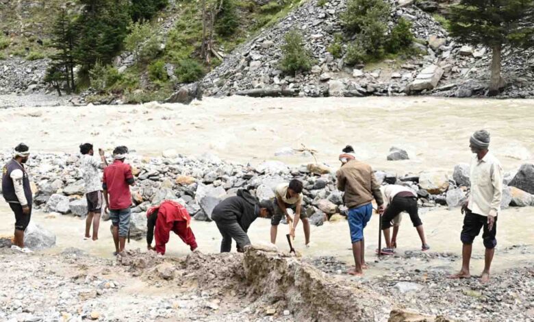 Steps taken to clear flow of water from lake in Harshil