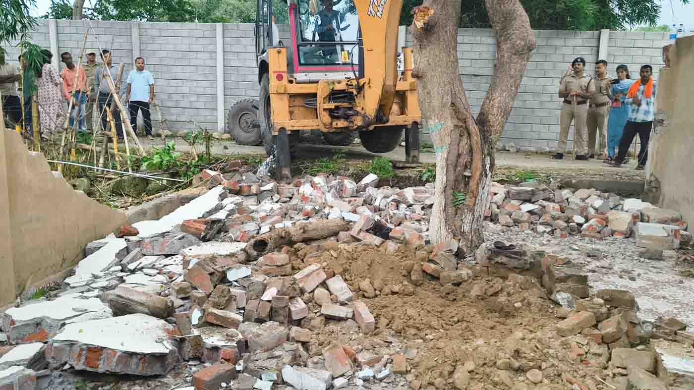 Three illegal religious structures razed to the ground in Ramnagar