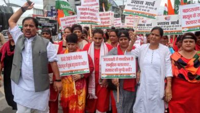Mahila Congress holds protest march on crime against women